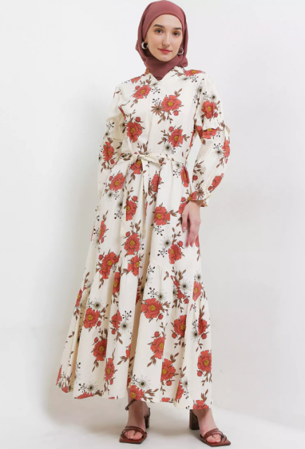 Gamis dengan lengan kembang